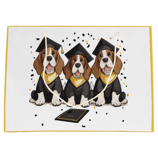 Afstuderen Basset Hound Dogs Groot Cadeauzakje (Voorkant)