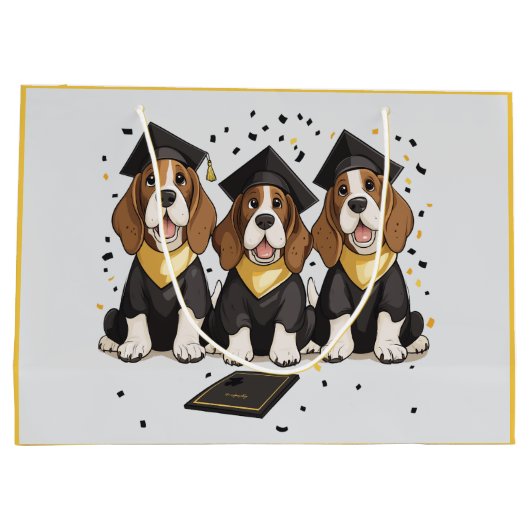 Afstuderen Basset Hound Dogs Groot Cadeauzakje (Achterkant)