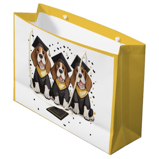 Afstuderen Basset Hound Dogs Groot Cadeauzakje (Voorkant Gekanteld)