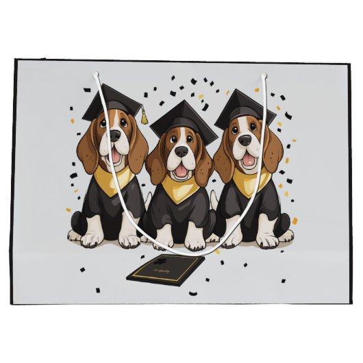 Afstuderen Basset Hound Dogs Groot Cadeauzakje (Achterkant)