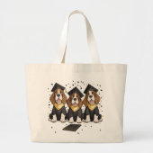 Afstuderen Basset Hound Dogs Grote Tote Bag (Voorkant)