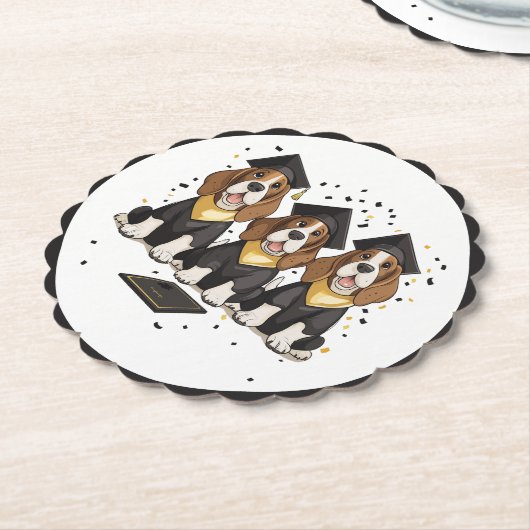 Afstuderen Basset Hound Dogs Kartonnen Onderzetters (Gekanteld)