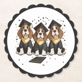 Afstuderen Basset Hound Dogs Kartonnen Onderzetters