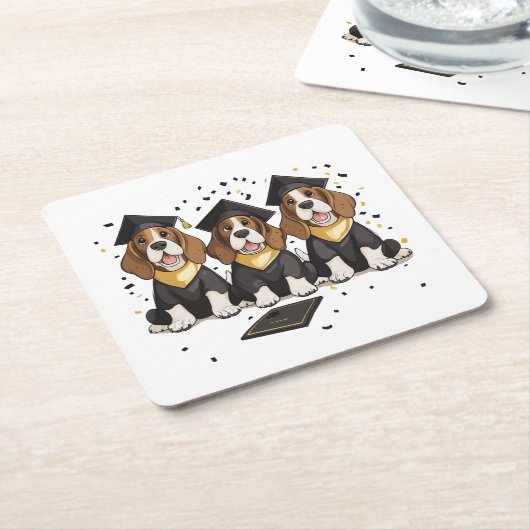Afstuderen Basset Hound Dogs Kartonnen Onderzetters (Schuin)