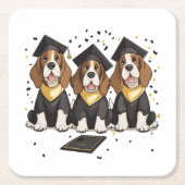 Afstuderen Basset Hound Dogs Kartonnen Onderzetters (Voorkant)