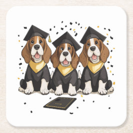 Afstuderen Basset Hound Dogs Kartonnen Onderzetters