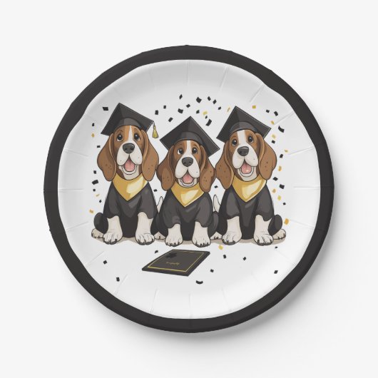 Afstuderen Basset Hound Dogs Papieren Bordje (Voorkant)