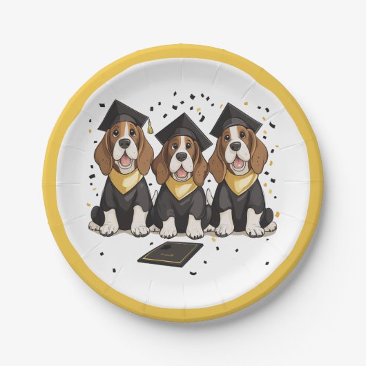 Afstuderen Basset Hound Dogs Papieren Bordje (Voorkant)