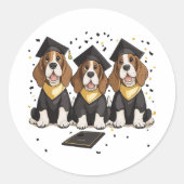 Afstuderen Basset Hound Dogs Ronde Sticker (Voorkant)