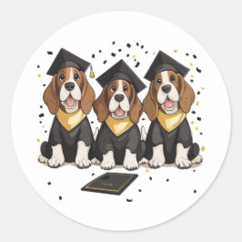 Afstuderen Basset Hound Dogs Ronde Sticker