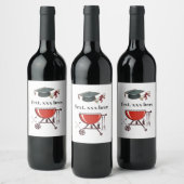 Afstuderen BBQ, afstudeerder party Wijn Etiket (Flessen)