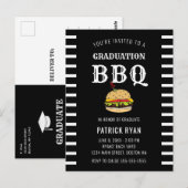 Afstuderen BBQ Black White Stripe Invitation Briefkaart (Voorkant / Achterkant)