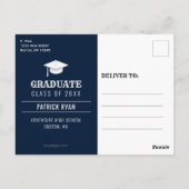 Afstuderen BBQ Blue White Stripe Invitation Briefkaart (Achterkant)