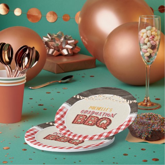Afstuderen BBQ-Bord - rood Papieren Bordje (Multi)