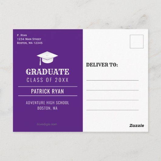 Afstuderen BBQ Partij Paarse Wit Uitnodiging (Achterkant)