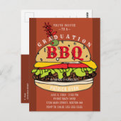 Afstuderen BBQ Party Burger Invitation Briefkaart (Voorkant / Achterkant)