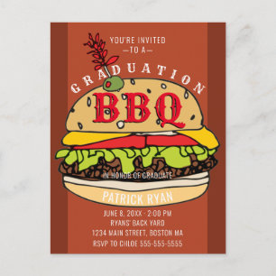 Afstuderen BBQ Party Burger Invitation Briefkaart