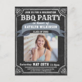 Afstuderen BBQ Party Chalkboard Photo Uitnodiging (Voorkant)