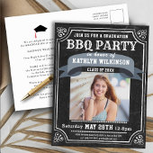 Afstuderen BBQ Party Chalkboard Photo Uitnodiging