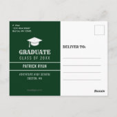 Afstuderen BBQ Party Green White Stripe Invitation Briefkaart (Achterkant)
