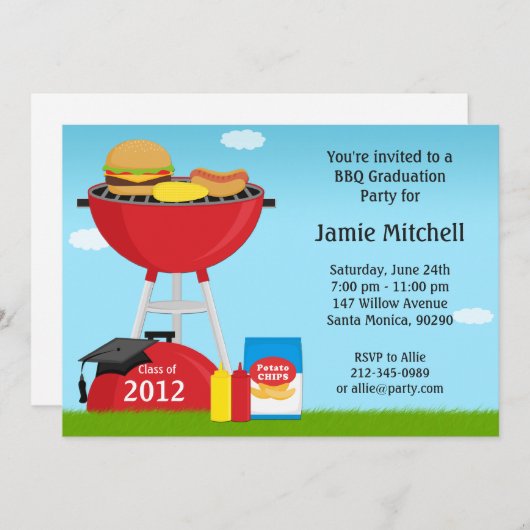 Afstuderen BBQ Party Invitation Class of 2013 Kaart (Voorkant / Achterkant)