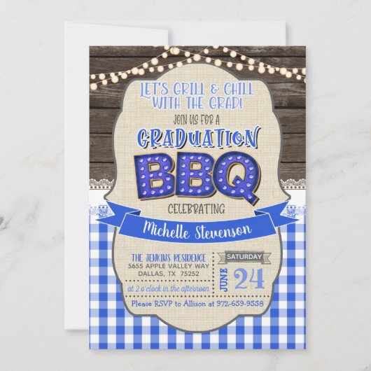 Afstuderen BBQ Party Invitation - Grill & Chill BG Kaart (Voorkant)