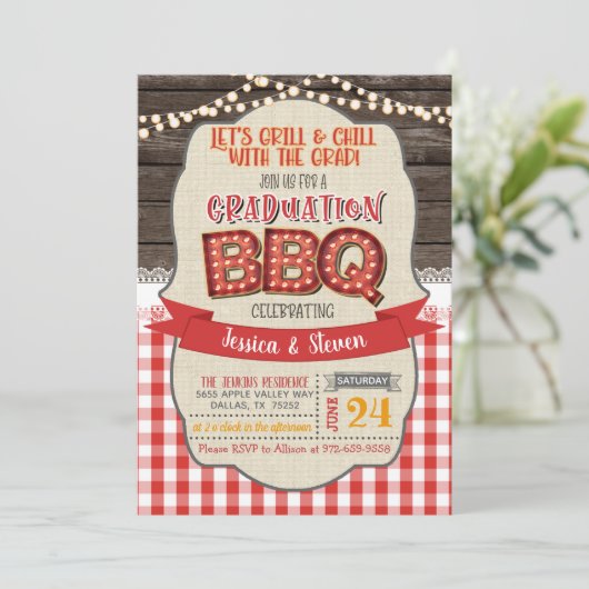 Afstuderen BBQ Party Invitation - Grill & Chill G Kaart (Staand voorkant)