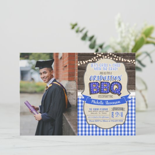 Afstuderen BBQ Party Invitation - Grill & Chill GP Kaart (Staand voorkant)
