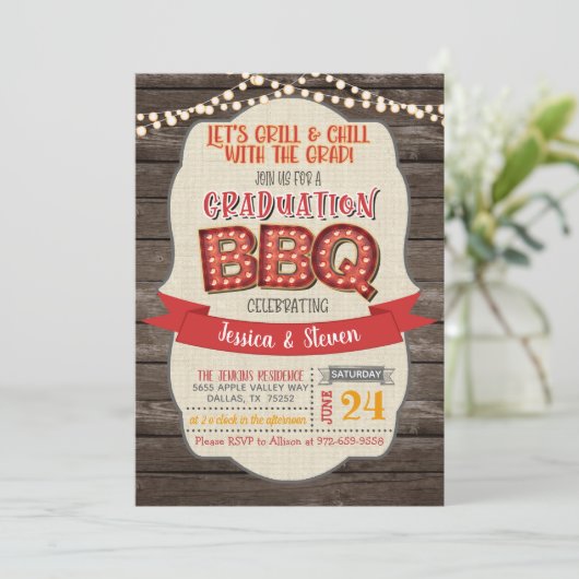 Afstuderen BBQ Party Invitation - Grill & Chill Kaart (Staand voorkant)