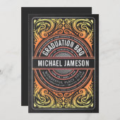 Afstuderen BBQ Party Invitations Grill & Fire Kaart (Voorkant / Achterkant)
