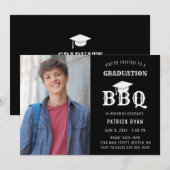 Afstuderen BBQ Party Photo Black White Afstudeerde Aankondiging (Voorkant / Achterkant)