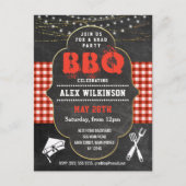 Afstuderen BBQ Party Rustic Chalkboard Uitnodiging (Voorkant)