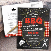 Afstuderen BBQ Party Rustic Chalkboard Uitnodiging