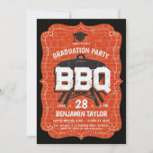 Afstuderen BBQ Party Rustieke Muur Achtertuin Outd Kaart (Voorkant)