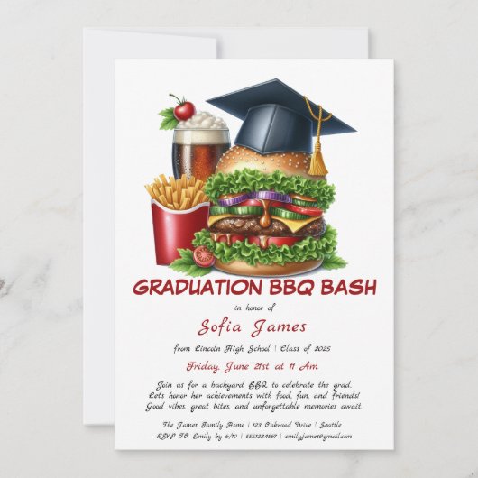 Afstuderen BBQ Party Uitnodiging | Backyard Cookou (Voorkant)