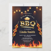 Afstuderen BBQ Party Uitnodiging | Vlammen en spie (Voorkant)