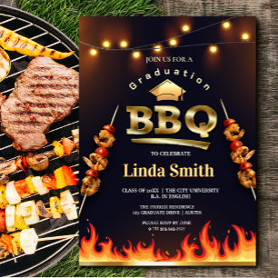 Afstuderen BBQ Party Uitnodiging   Vlammen en spie