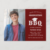 Afstuderen BBQ Red White Photo Invitation Briefkaart (Voorkant)