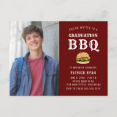 Afstuderen BBQ Red White Stripe Invitation Briefkaart (Voorkant)