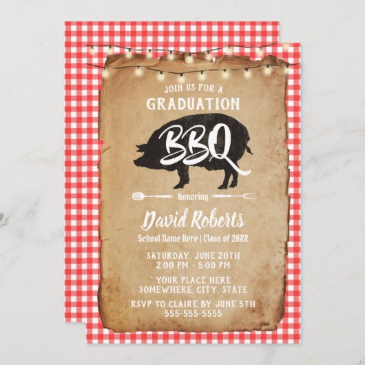 Afstuderen BBQ rood speldenbord Kaart (Voorkant / Achterkant)