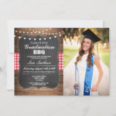 Afstuderen BBQ Rustic Chalk Wood Licht Foto Kaart (Voorkant)