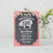 Afstuderen BBQ Rustic Chalkboard Red Gingham Kaart (Staand voorkant)