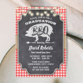 Afstuderen BBQ Rustic Chalkboard Red Gingham Kaart