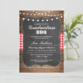Afstuderen BBQ Rustiek Krijt Hout Lichten Uitnodig Kaart (Staand voorkant)