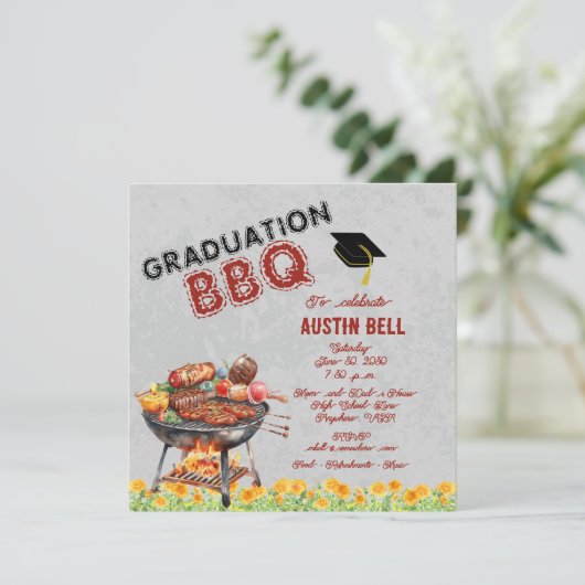 Afstuderen BBQ Uitnodiging (Staand voorkant)