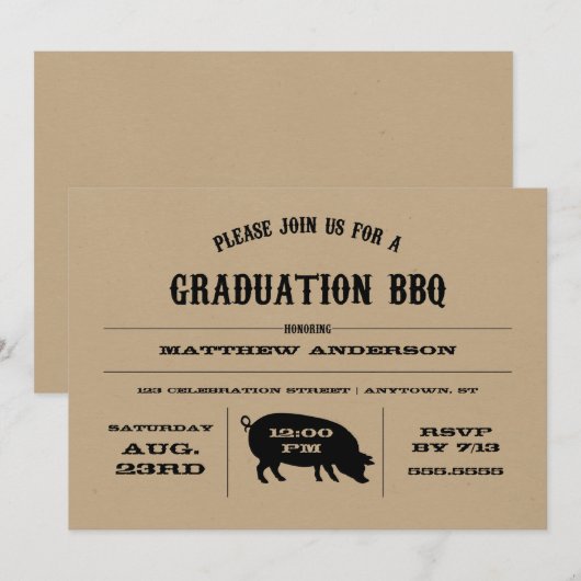  Afstuderen BBQ Uitnodiging (Voorkant / Achterkant)