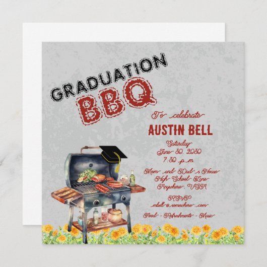 Afstuderen BBQ Uitnodiging (Voorkant / Achterkant)