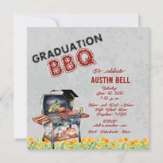 Afstuderen BBQ Uitnodiging (Voorkant)
