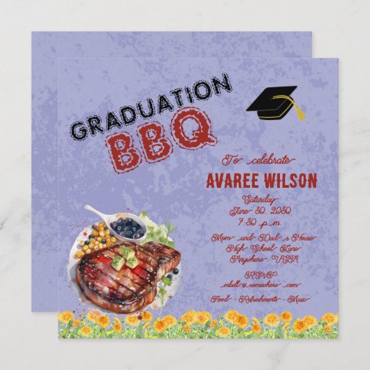 Afstuderen BBQ Uitnodiging (Voorkant / Achterkant)