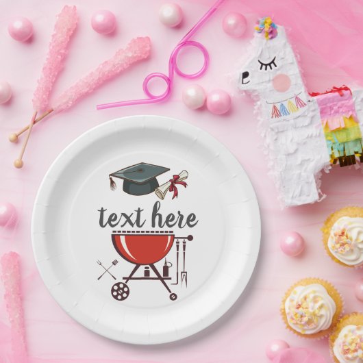 Afstuderen BBQ-uitnodiging, afstudeerder party Inv Papieren Bordje (Feest)